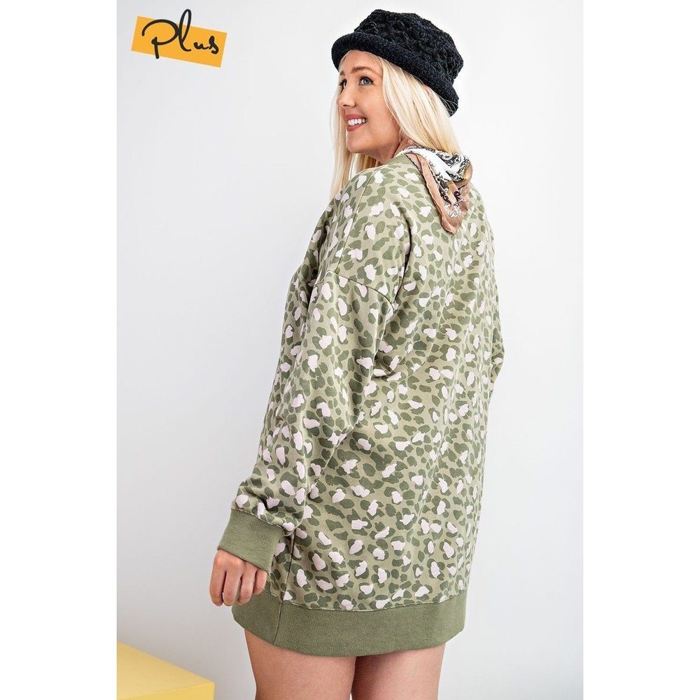 Leopard Printed Terry Knit Dress - Picture 3 of 6
